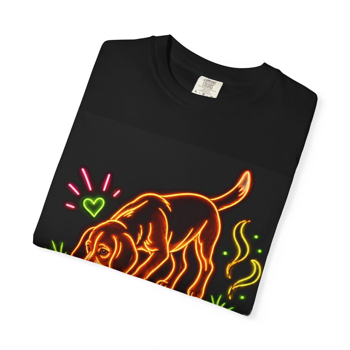 Beagle T-shirt - Neon Orange Sniff Happens