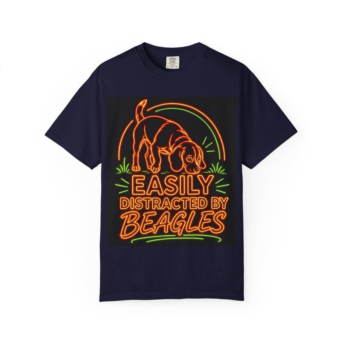 Beagle T-shirt - Neon Orange Easily Distracted