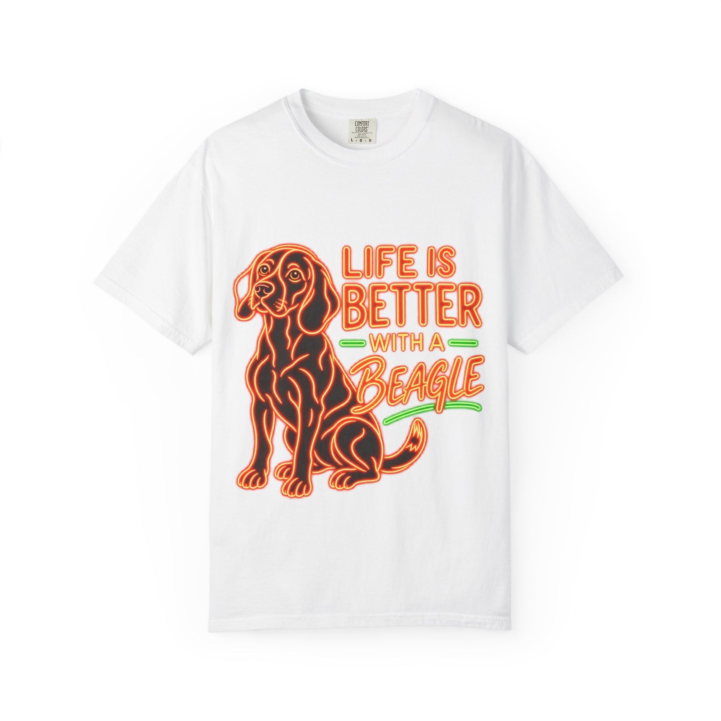 Beagle T-shirt - Neon Orange Life Is Better