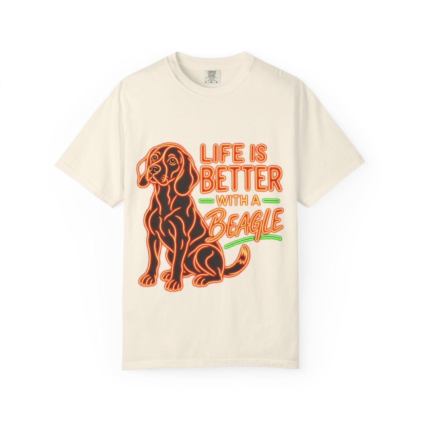 Beagle T-shirt - Neon Orange Life Is Better