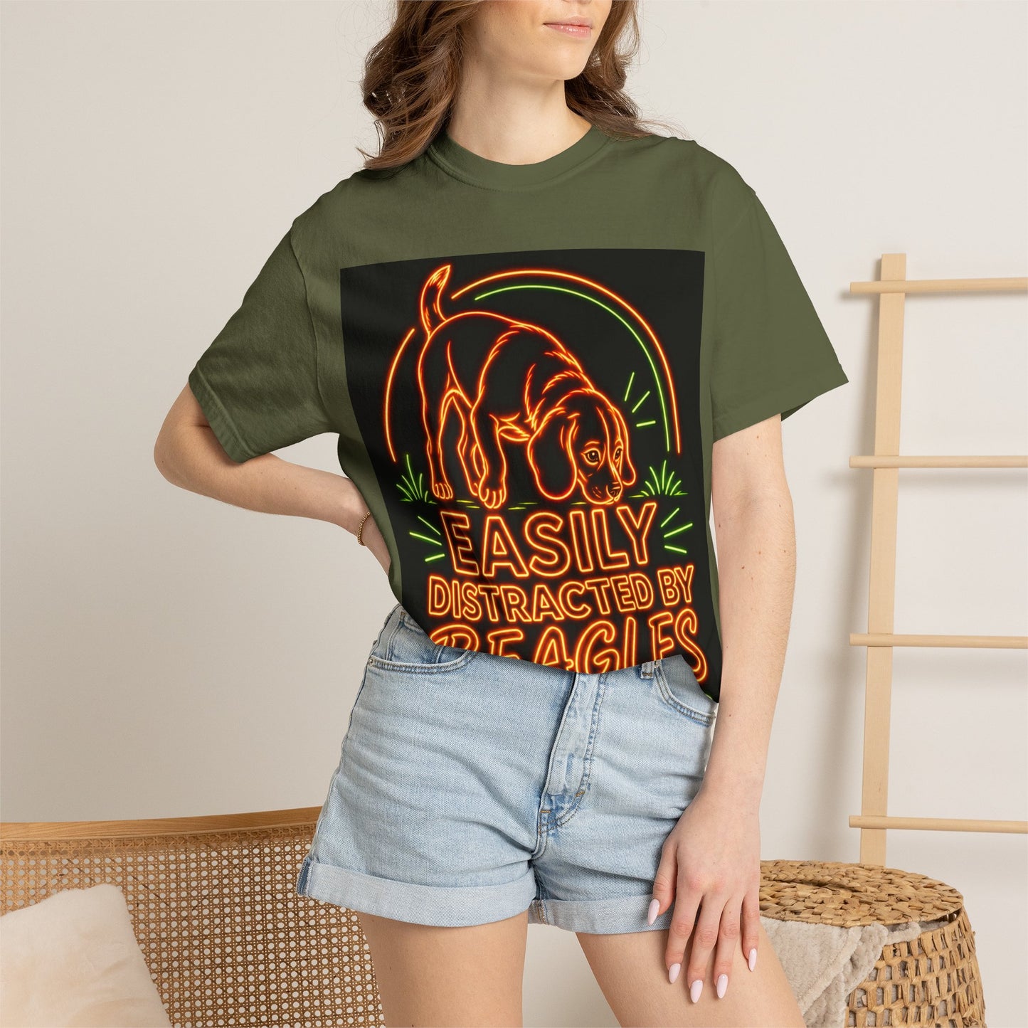 Beagle T-shirt - Neon Orange Easily Distracted