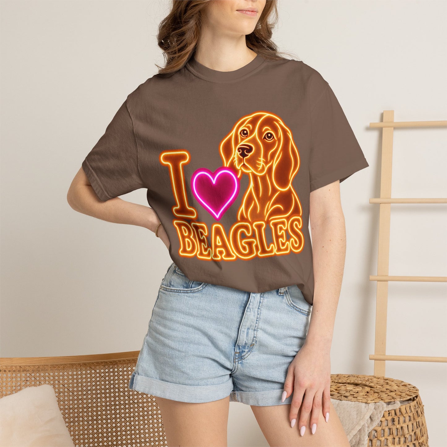 Beagle T-shirt - Neon I Heart Beagles 1