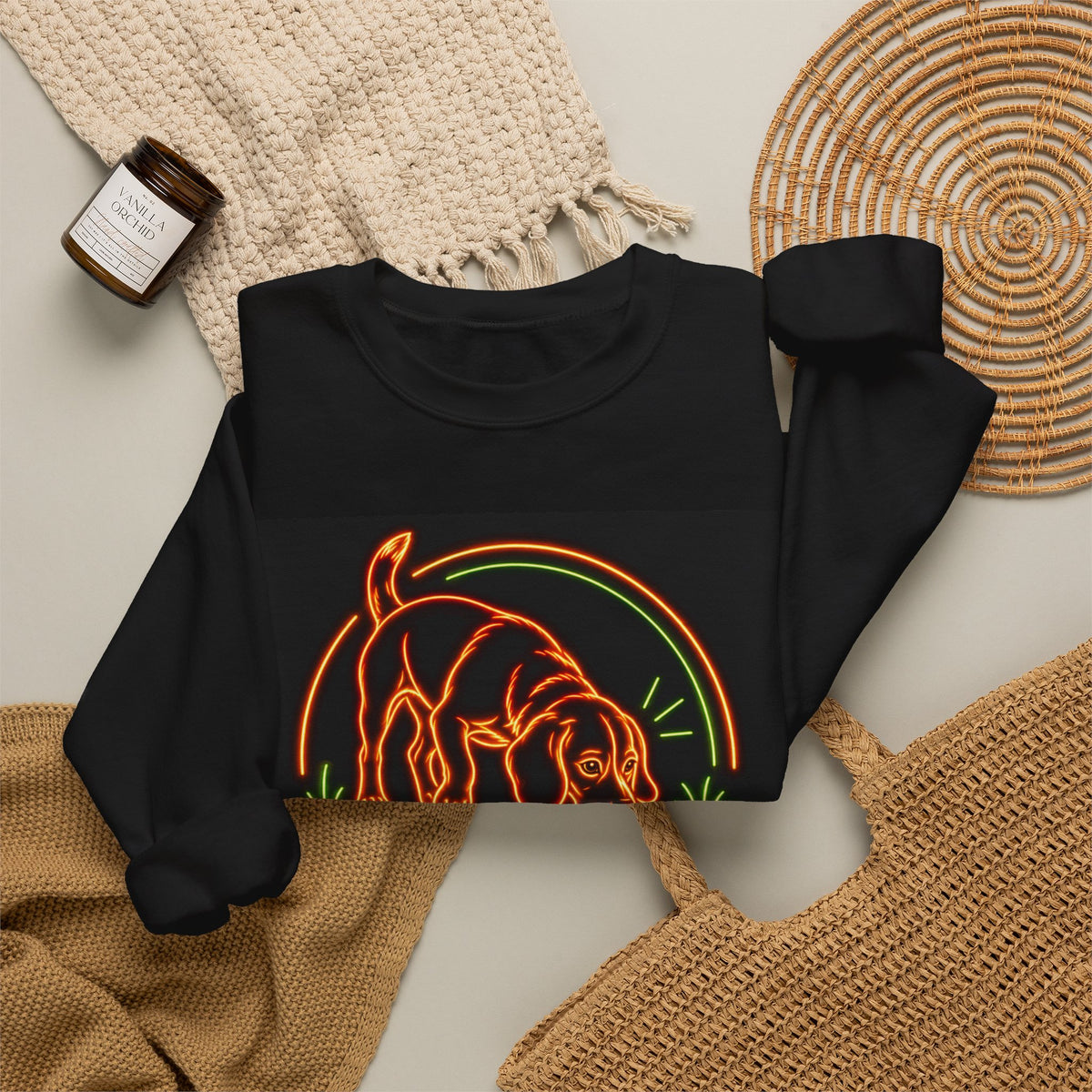 Beagle Sweatshirt — Neon Orange Easily Distracted