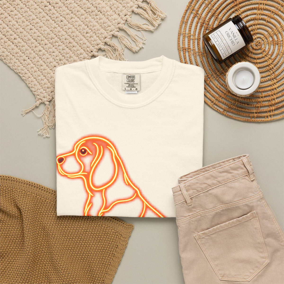 Beagle T-shirt - Neon Orange Waiting Hound