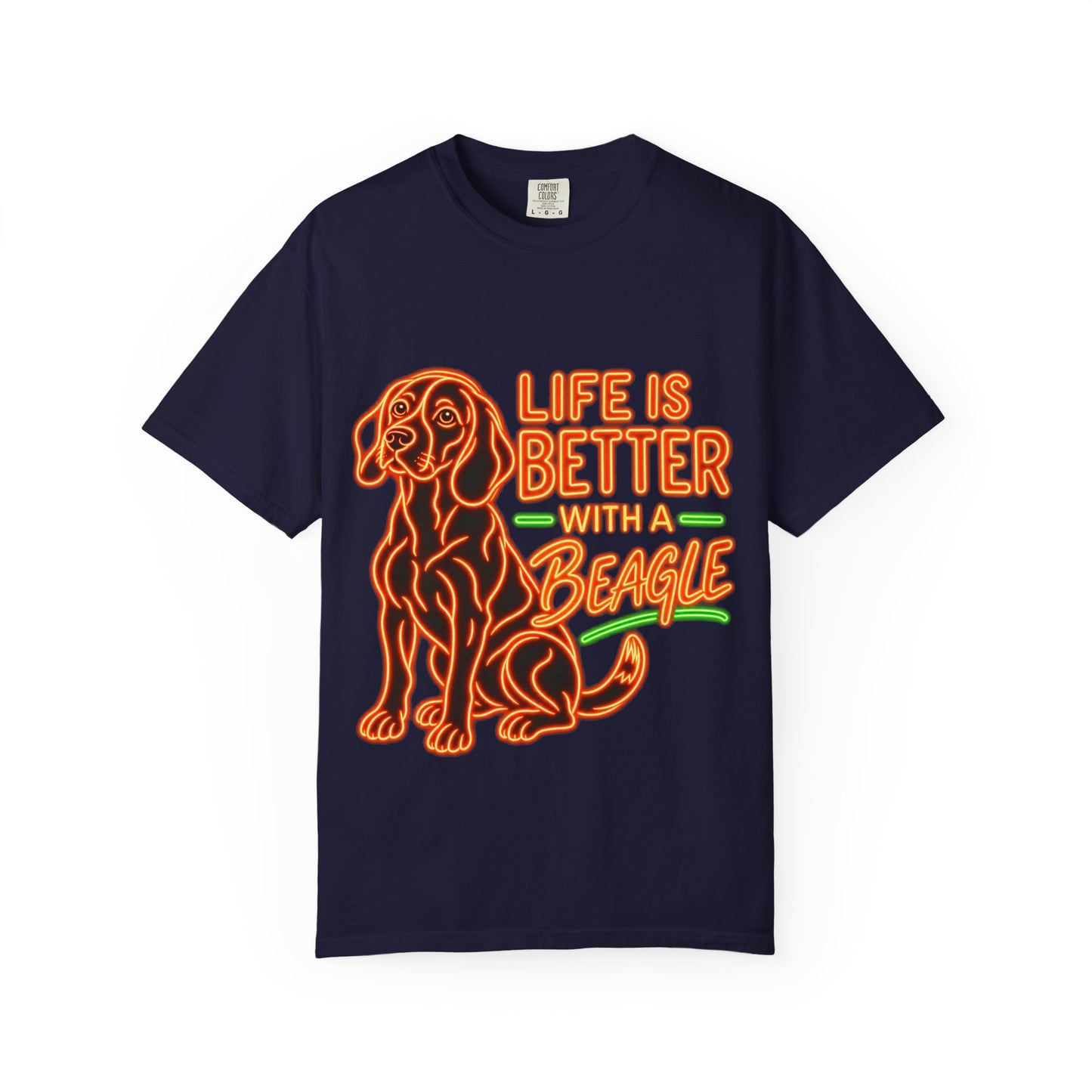 Beagle T-shirt - Neon Orange Life Is Better