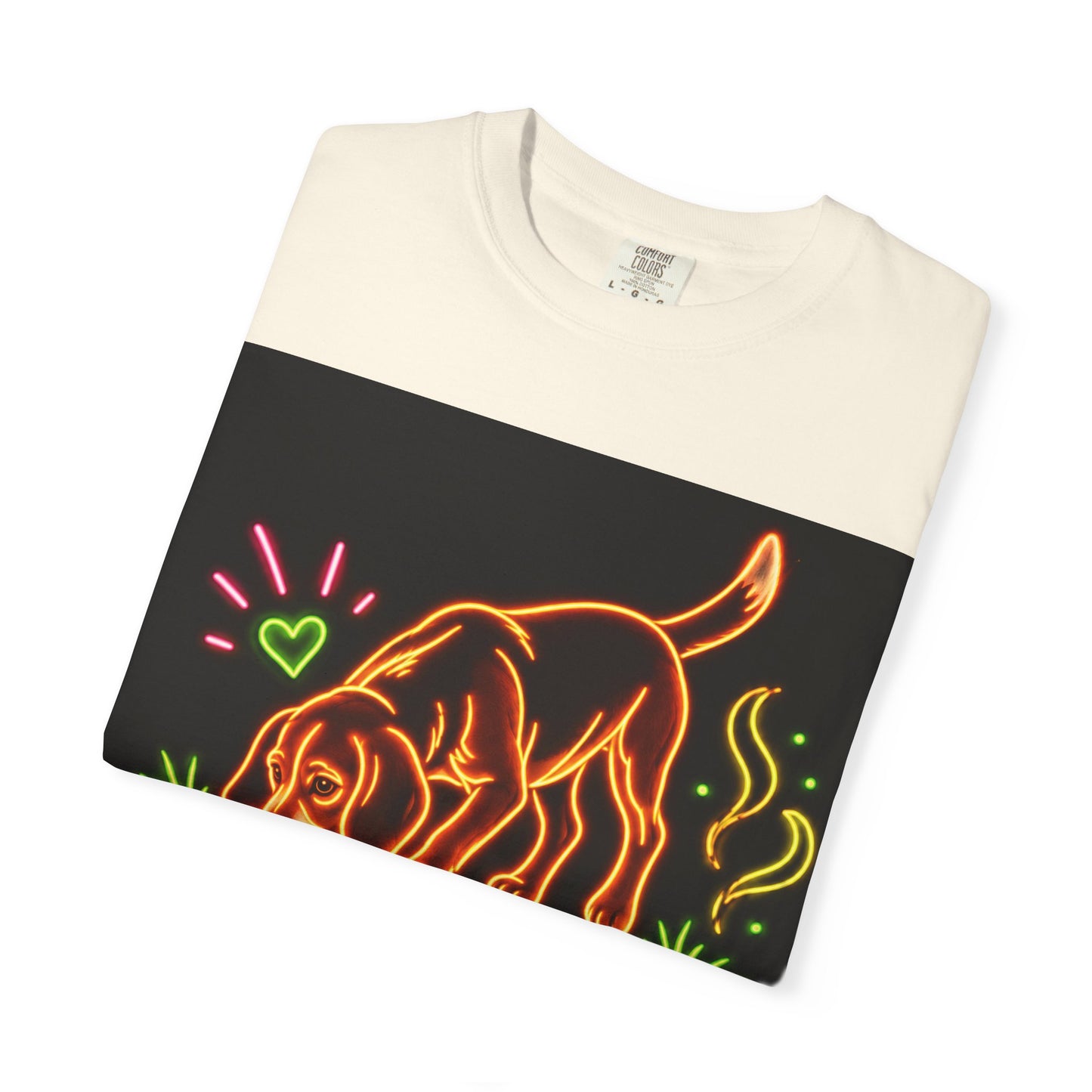 Beagle T-shirt - Neon Orange Sniff Happens