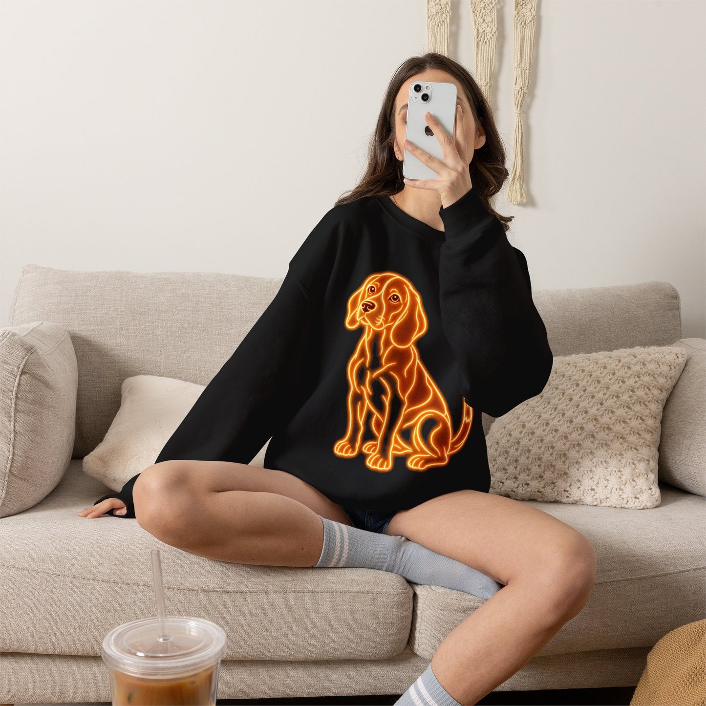 Beagle Sweatshirt — Neon Orange Loyal Hound