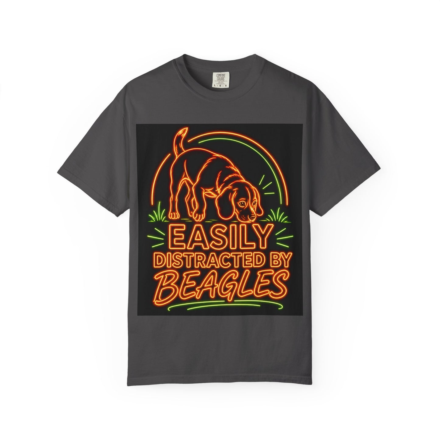 Beagle T-shirt - Neon Orange Easily Distracted