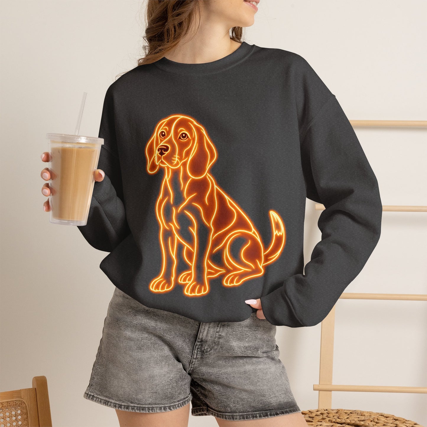 Beagle Sweatshirt — Neon Orange Loyal Hound