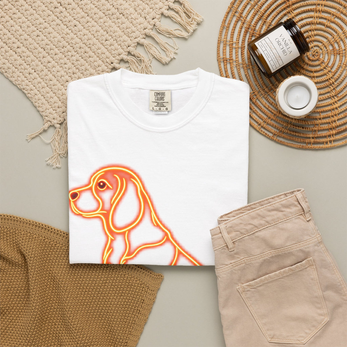 Beagle T-shirt - Neon Orange Waiting Hound