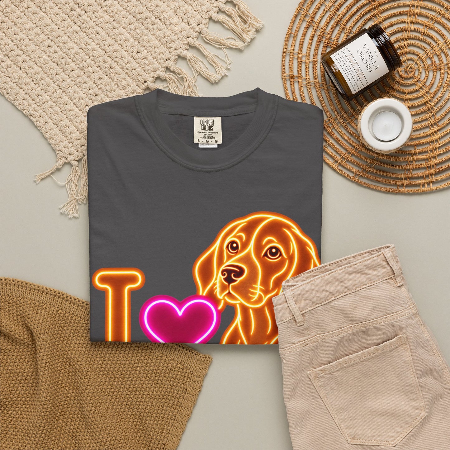 Beagle T-shirt - Neon I Heart Beagles 1