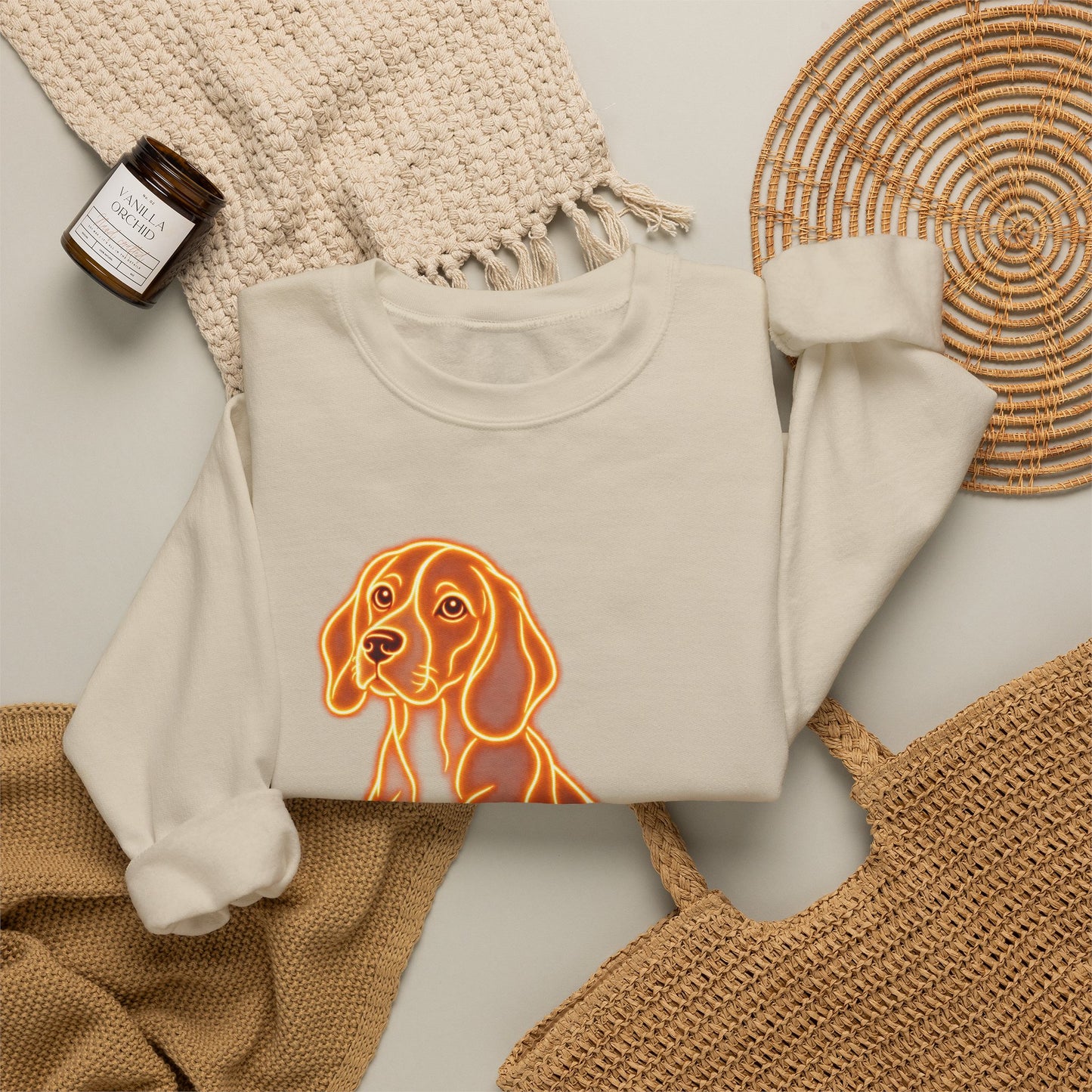 Beagle Sweatshirt — Neon Orange Loyal Hound