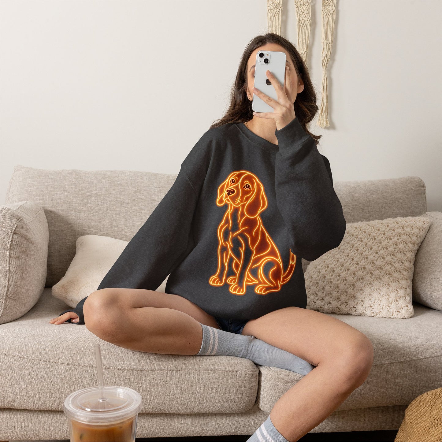 Beagle Sweatshirt — Neon Orange Loyal Hound