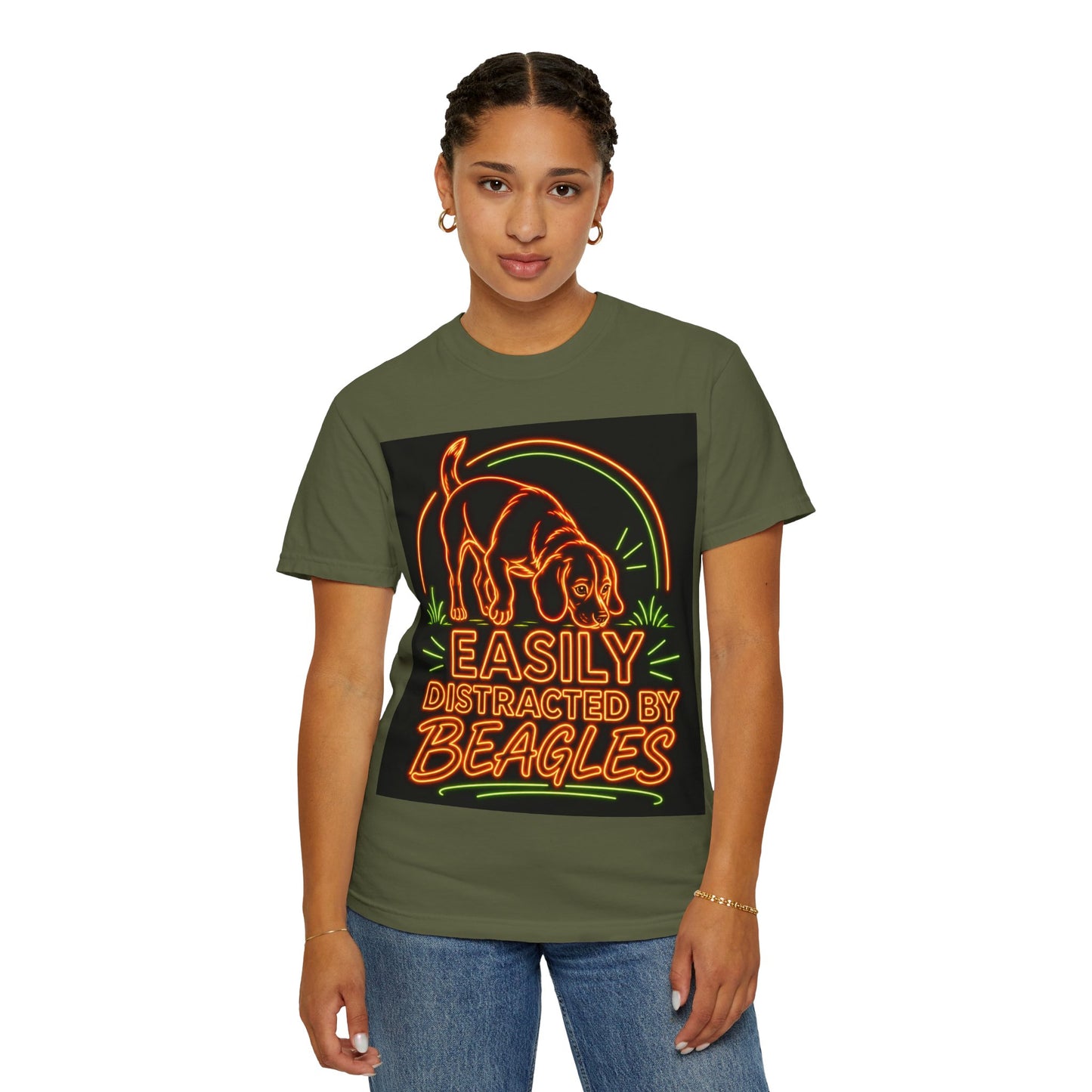 Beagle T-shirt - Neon Orange Easily Distracted