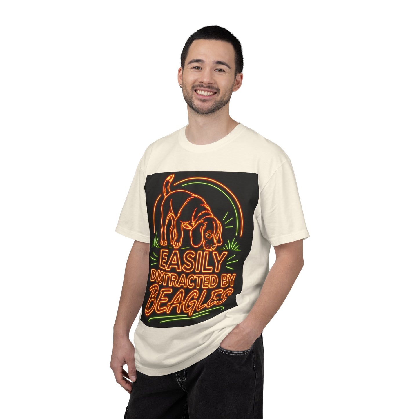 Beagle T-shirt - Neon Orange Easily Distracted