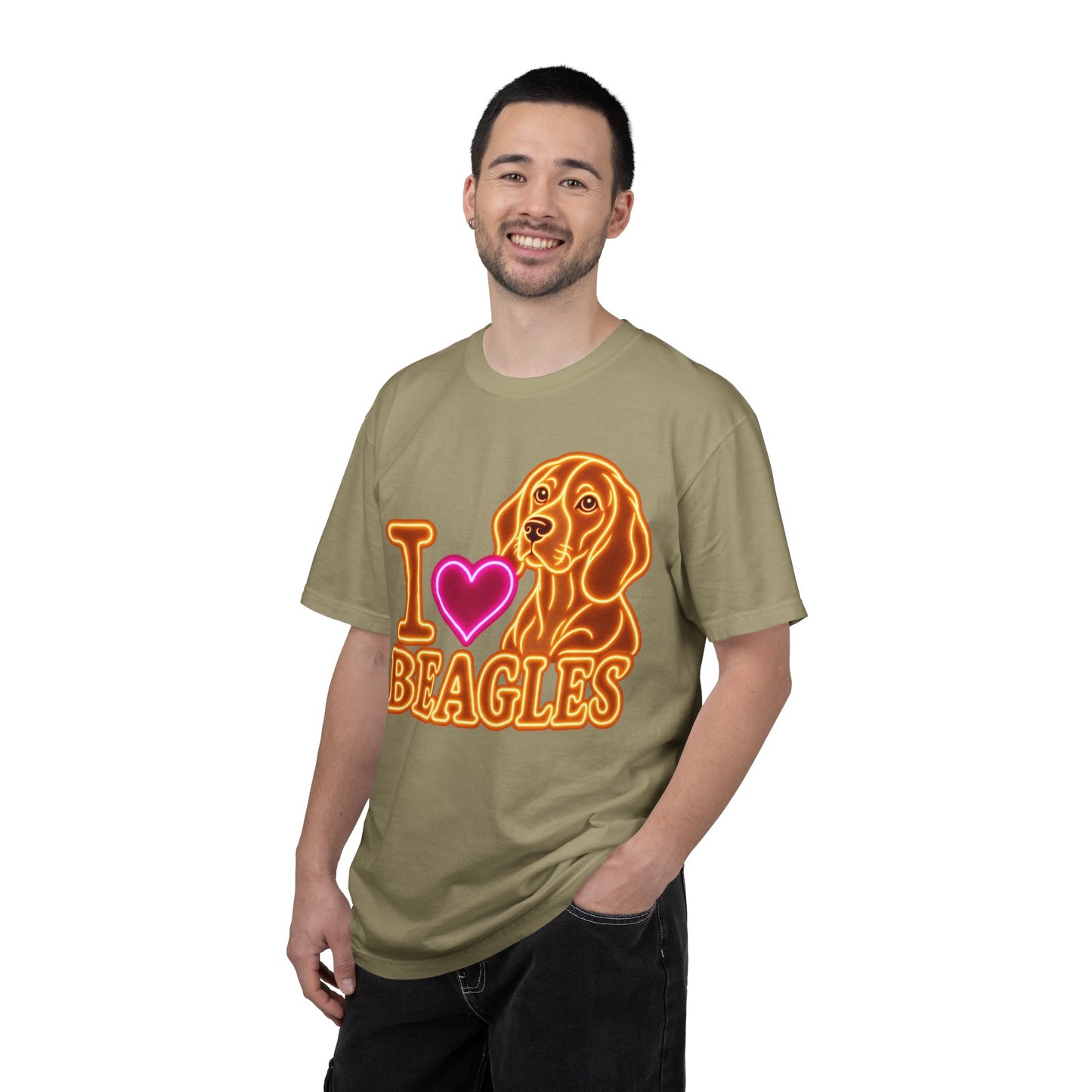 Beagle T-shirt - Neon I Heart Beagles 1