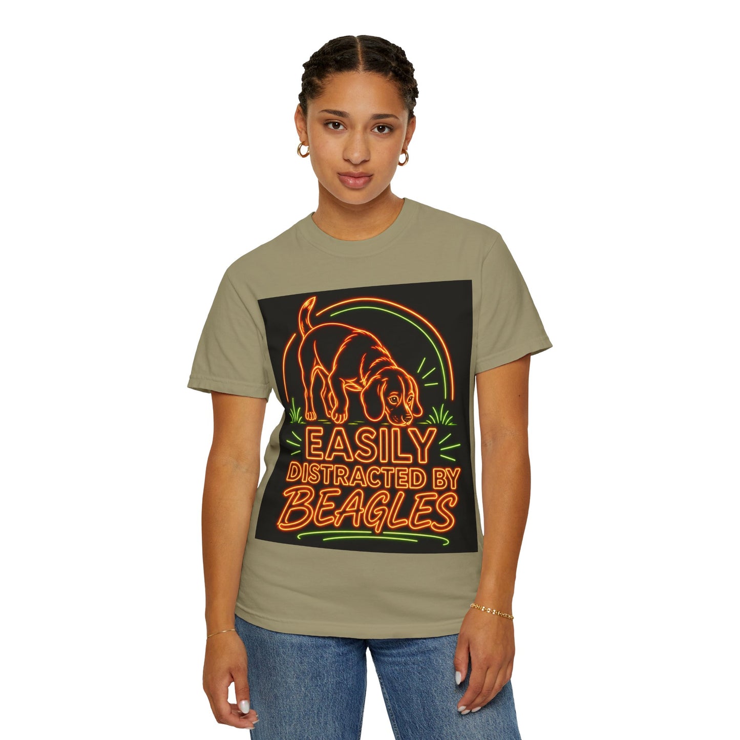 Beagle T-shirt - Neon Orange Easily Distracted
