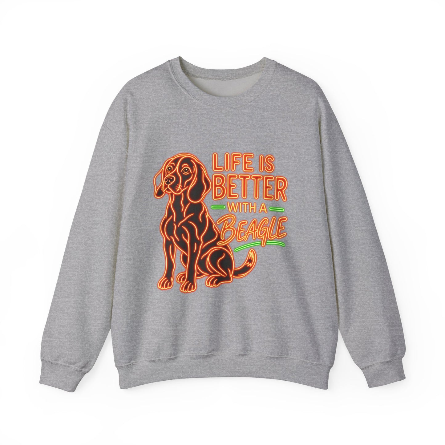 Beagle Sweatshirt — Neon Orange Life Is Better