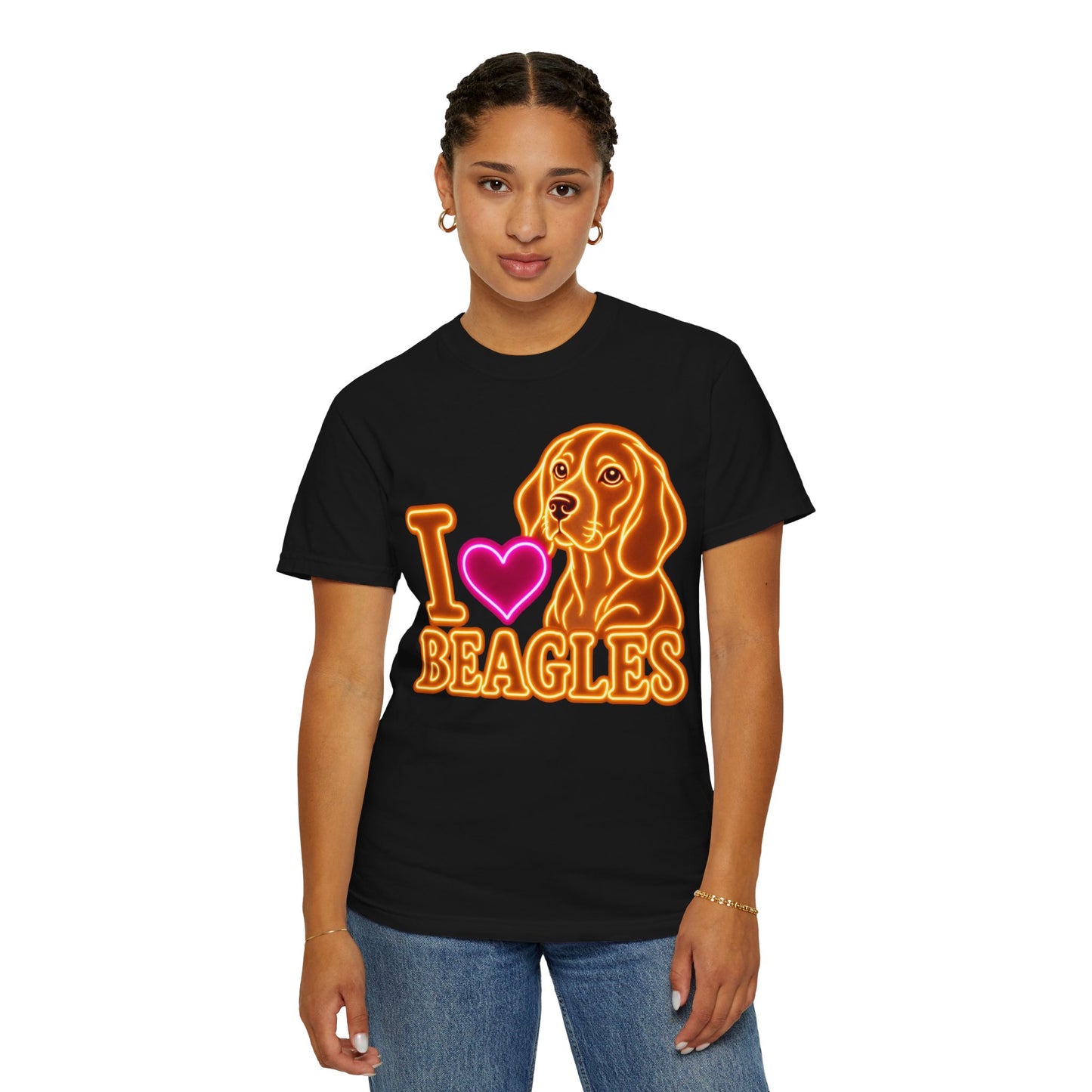 Beagle T-shirt - Neon I Heart Beagles 1