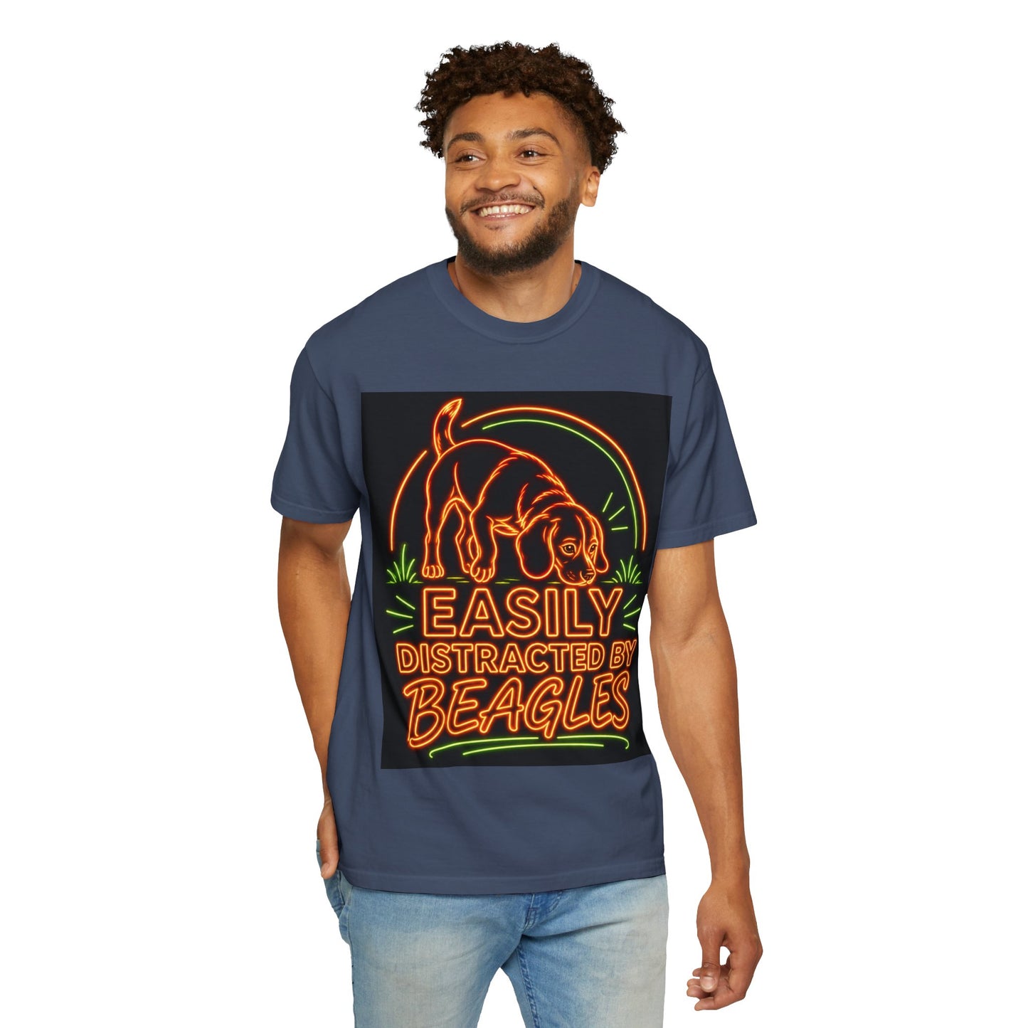 Beagle T-shirt - Neon Orange Easily Distracted