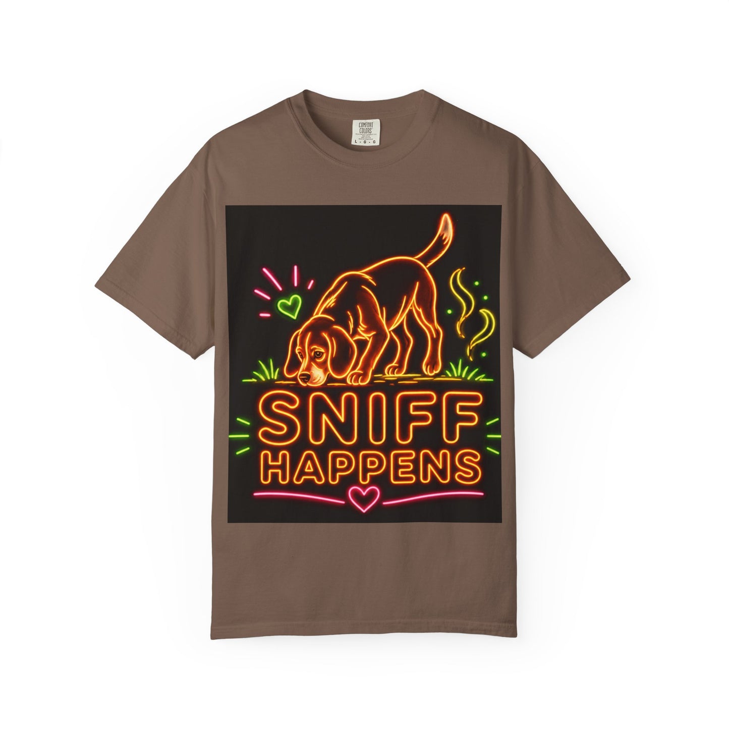 Beagle T-shirt - Neon Orange Sniff Happens