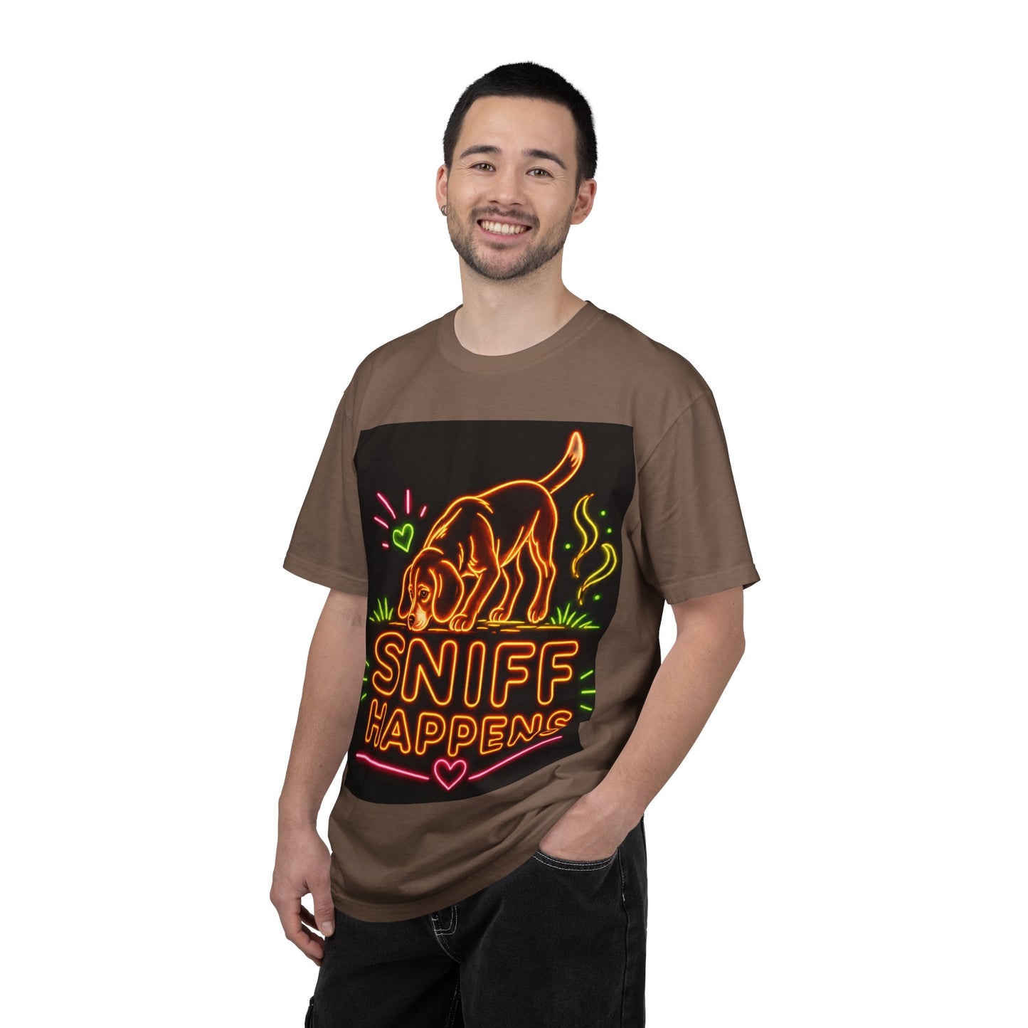 Beagle T-shirt - Neon Orange Sniff Happens