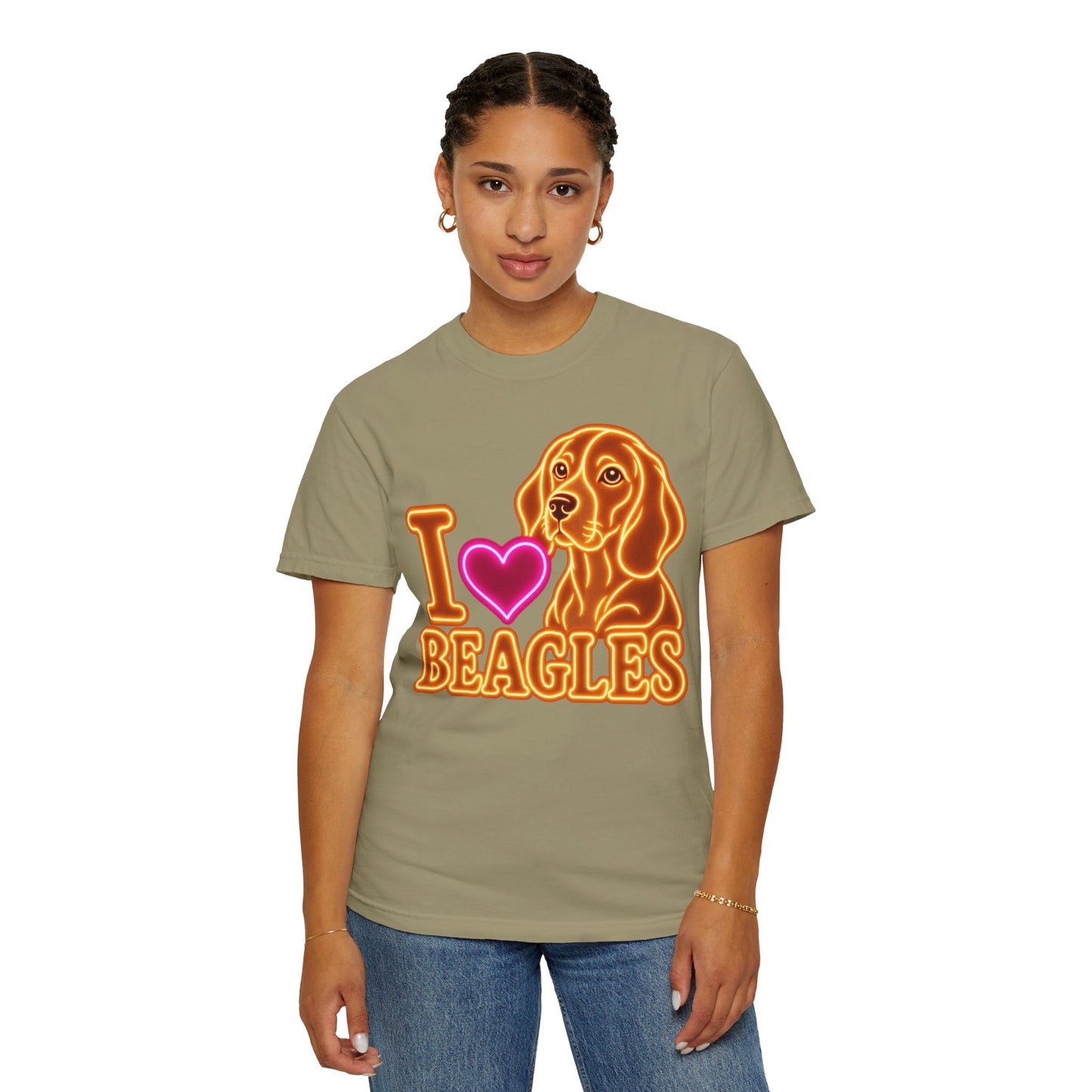 Beagle T-shirt - Neon I Heart Beagles 1