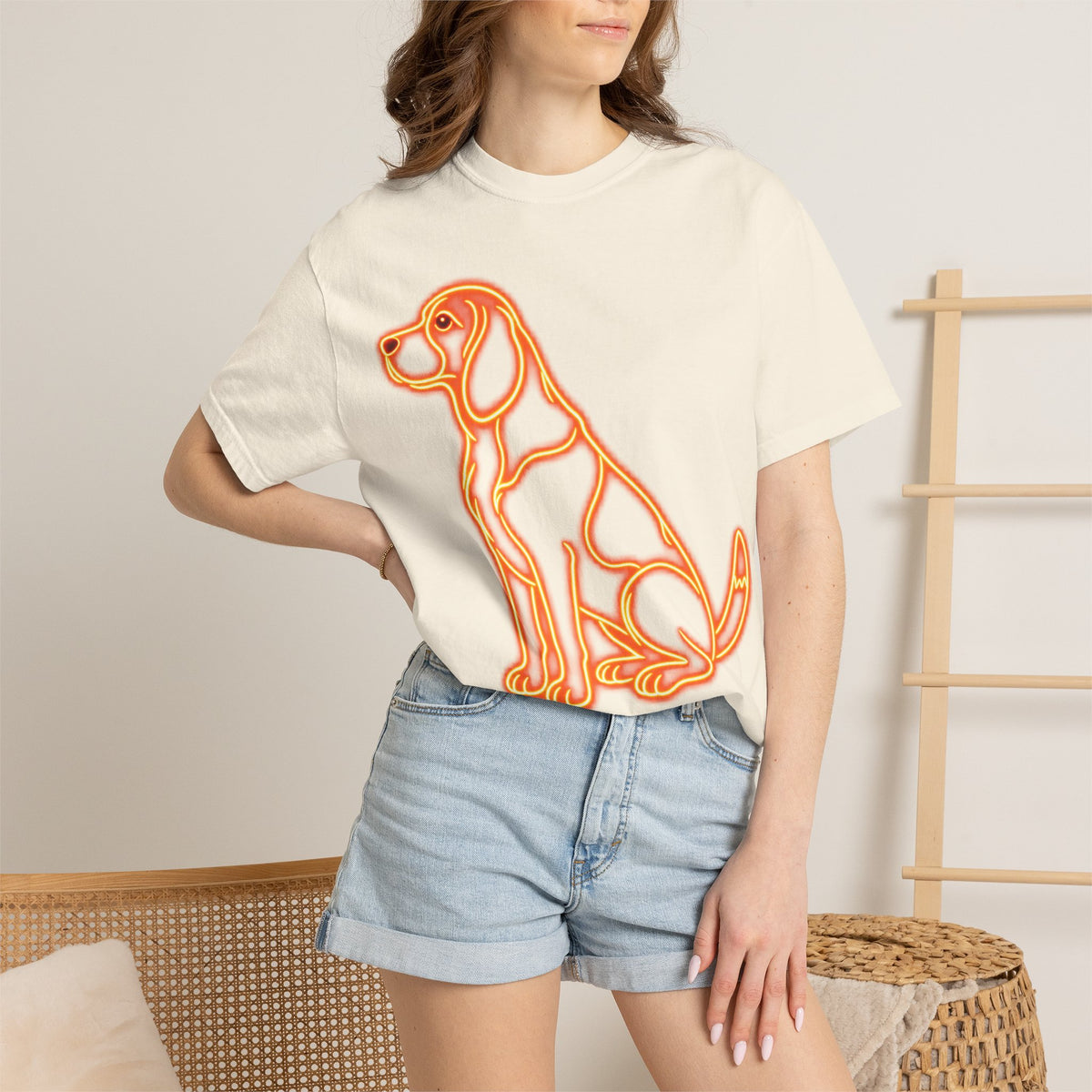 Beagle T-shirt - Neon Orange Waiting Hound