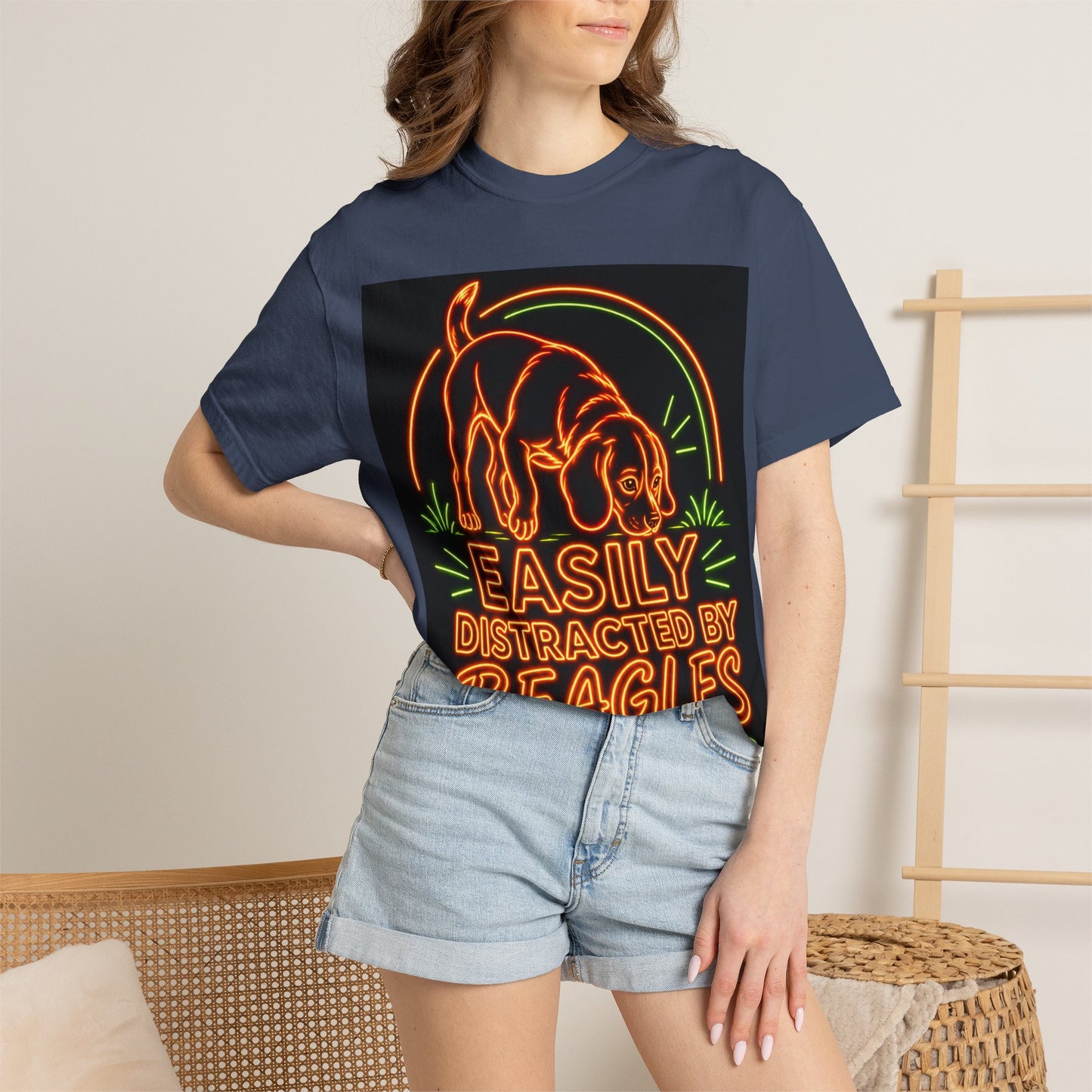 Beagle T-shirt - Neon Orange Easily Distracted