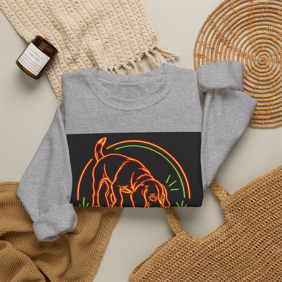 Beagle Sweatshirt — Neon Orange Easily Distracted