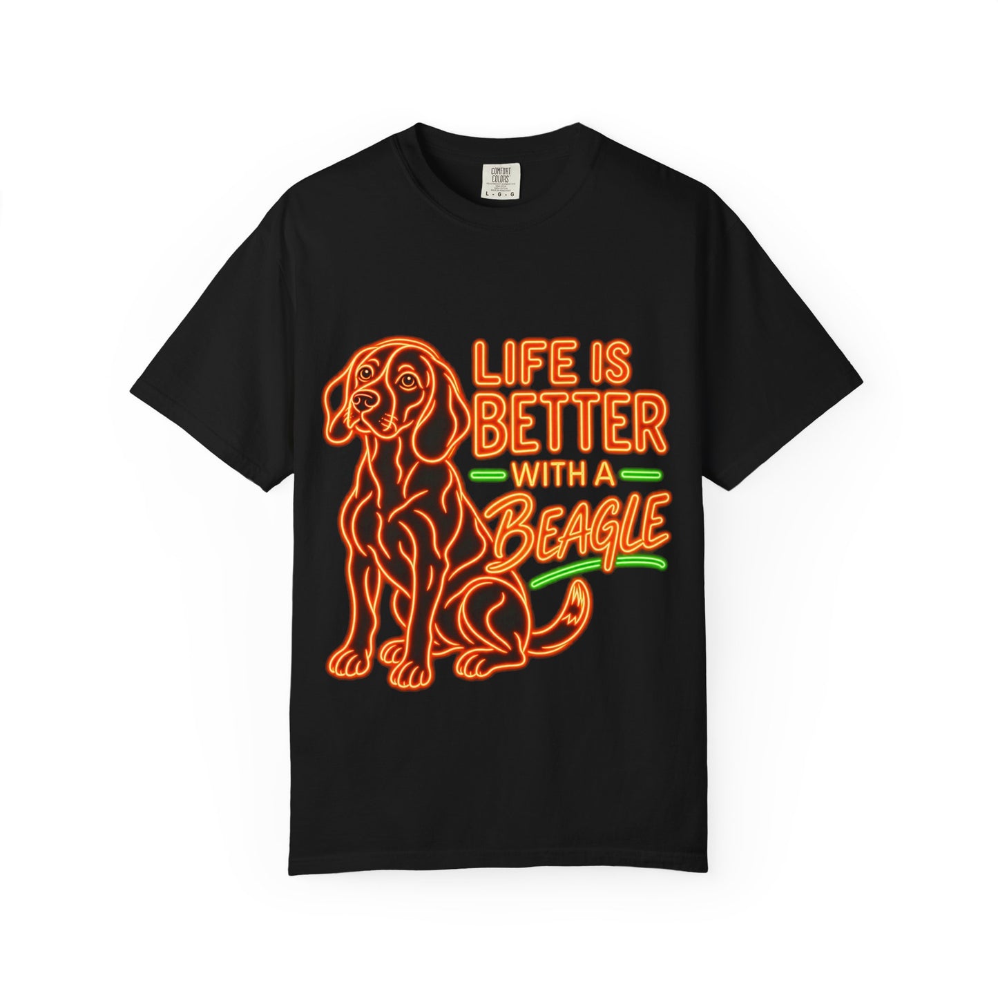 Beagle T-shirt - Neon Orange Life Is Better