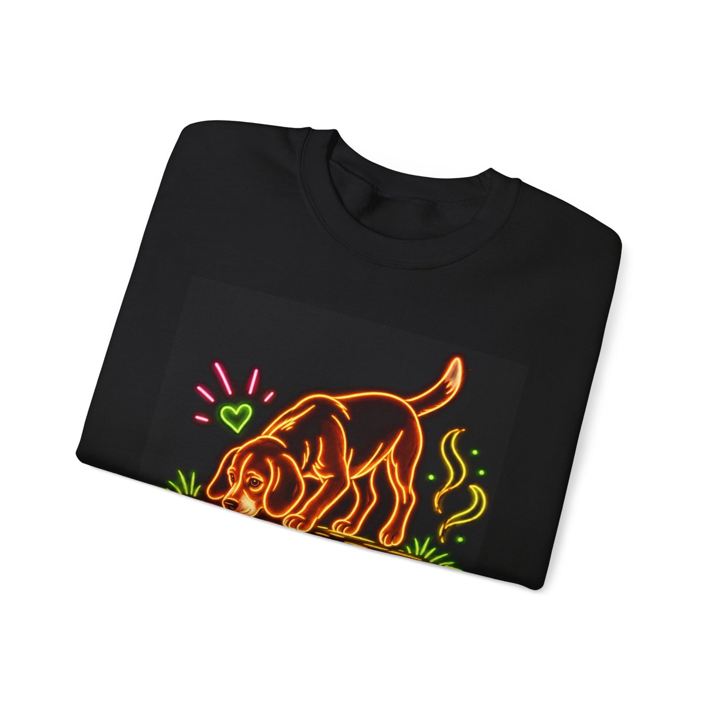 Beagle Sweatshirt — Neon Orange Sniff Happens
