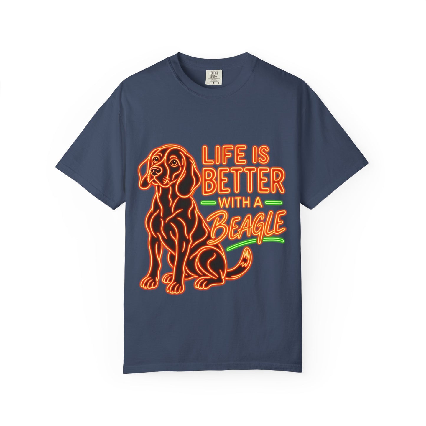 Beagle T-shirt - Neon Orange Life Is Better