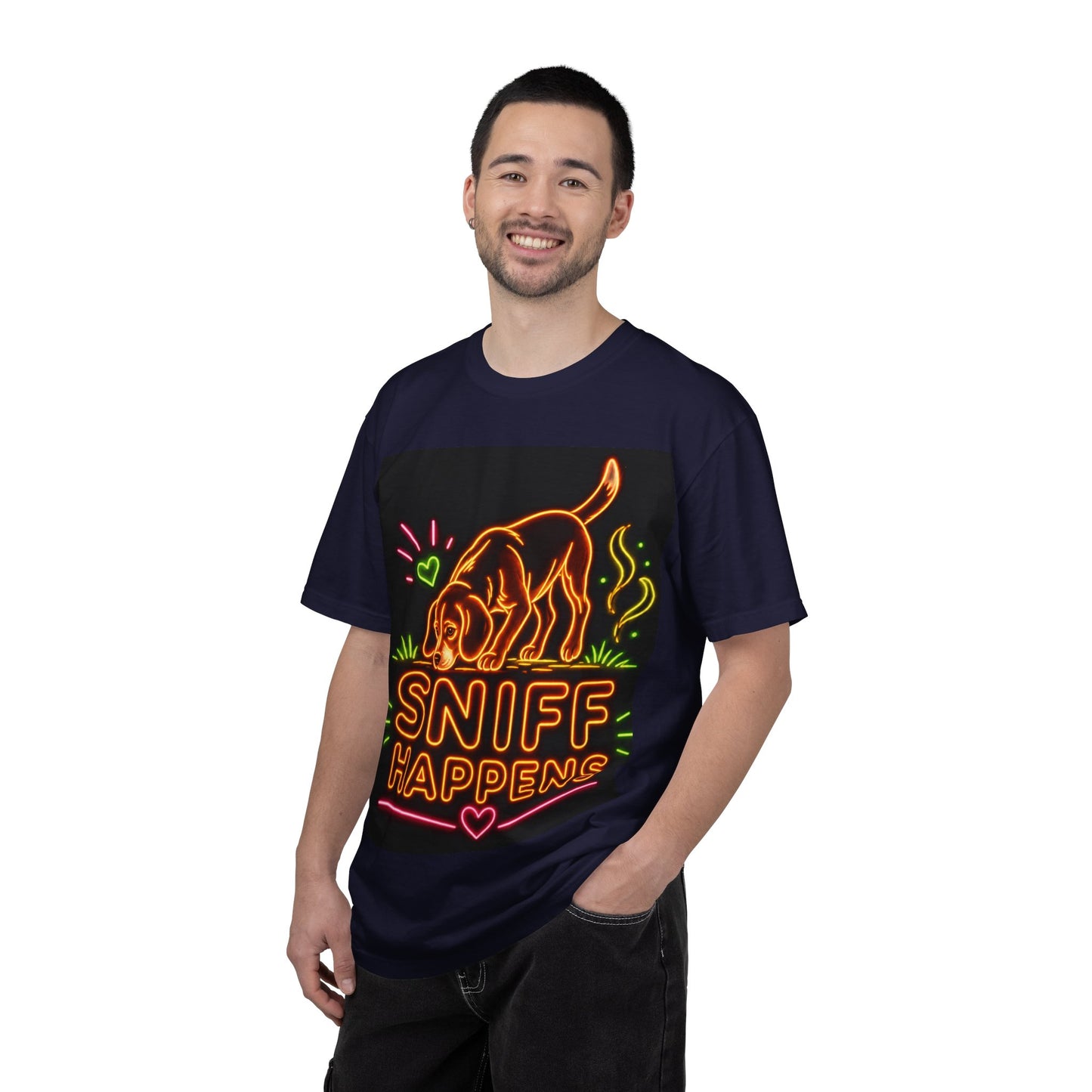 Beagle T-shirt - Neon Orange Sniff Happens