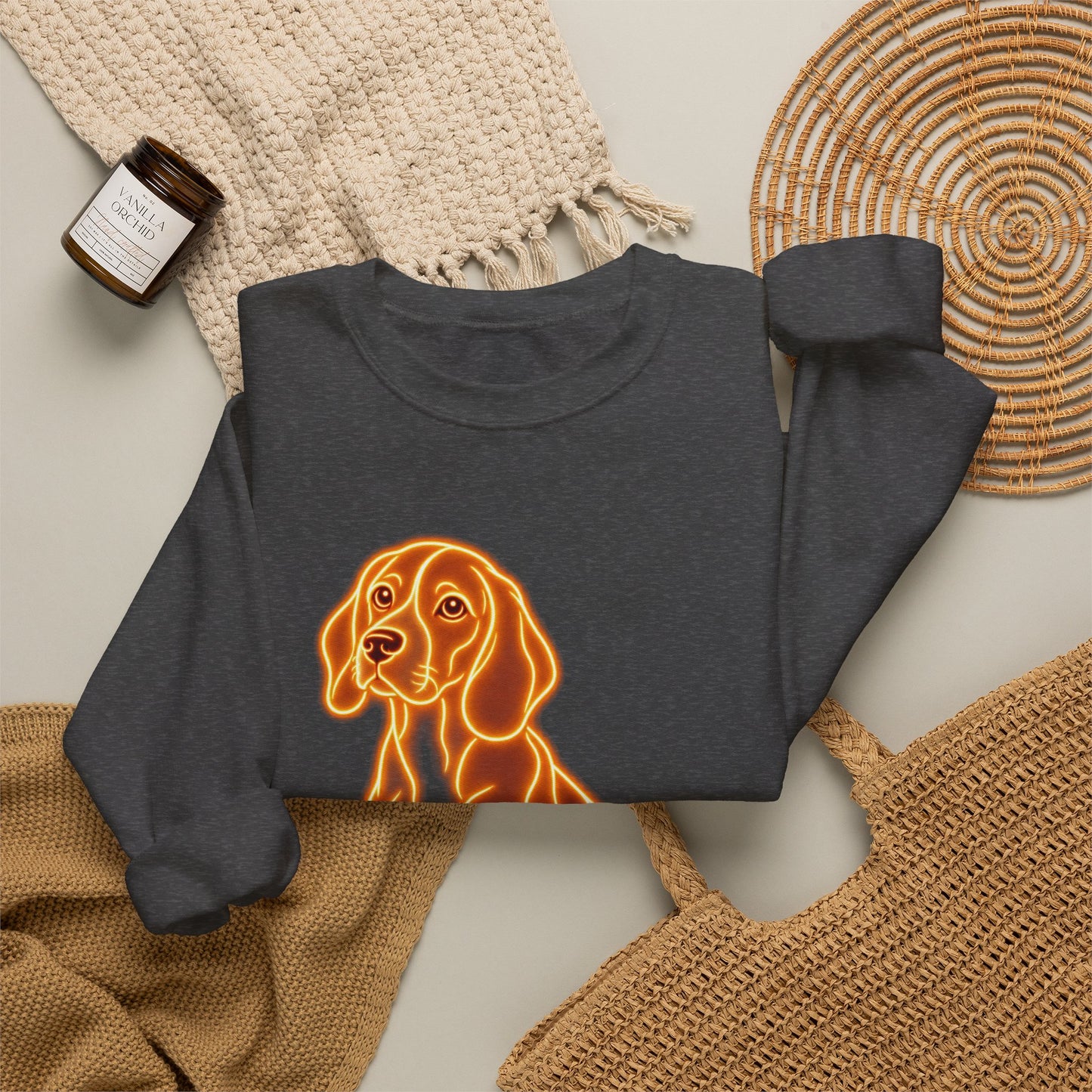 Beagle Sweatshirt — Neon Orange Loyal Hound