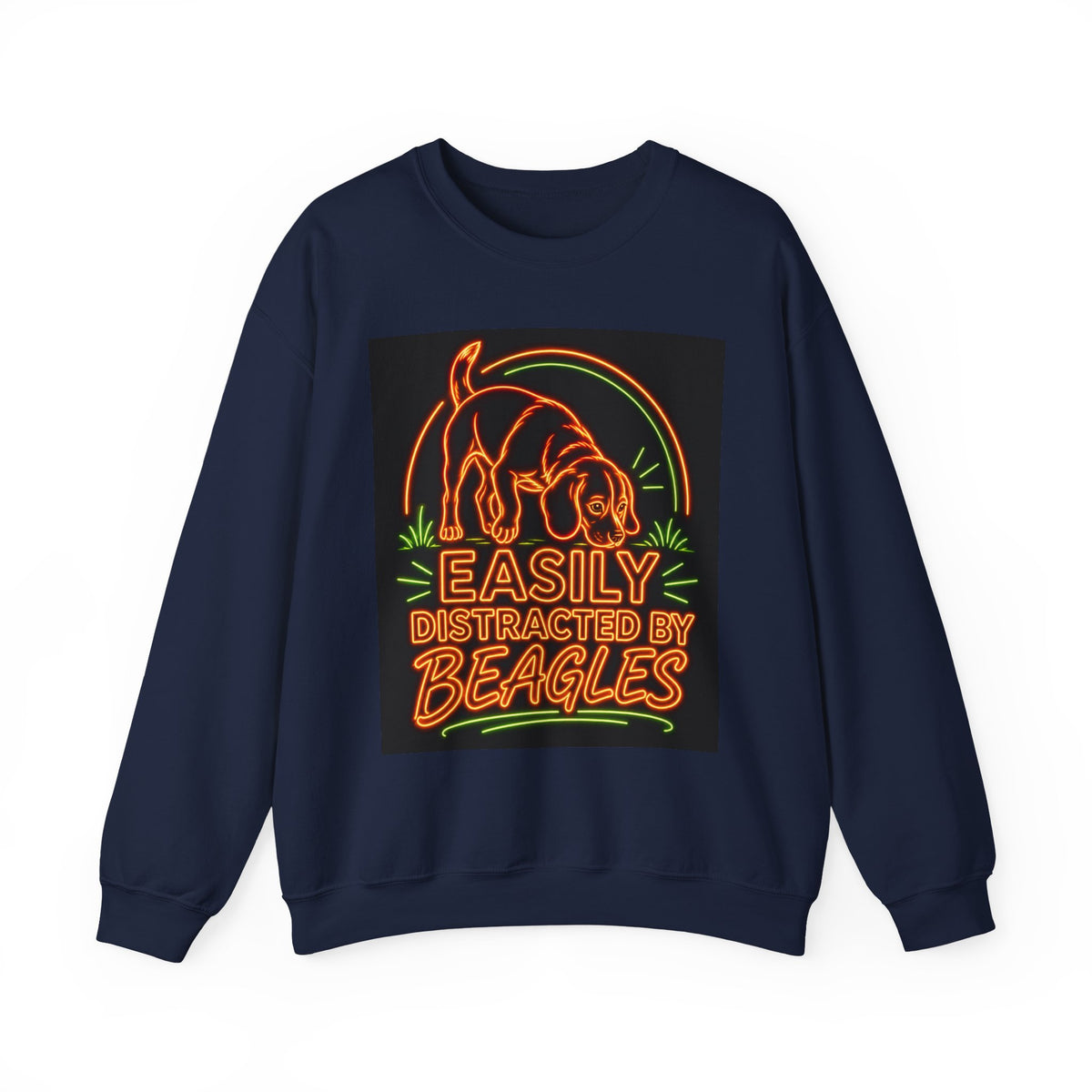 Beagle Sweatshirt — Neon Orange Easily Distracted