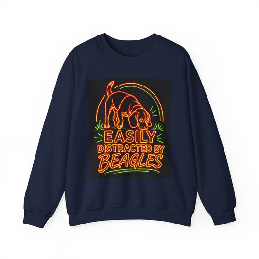 Beagle Sweatshirt — Neon Orange Easily Distracted