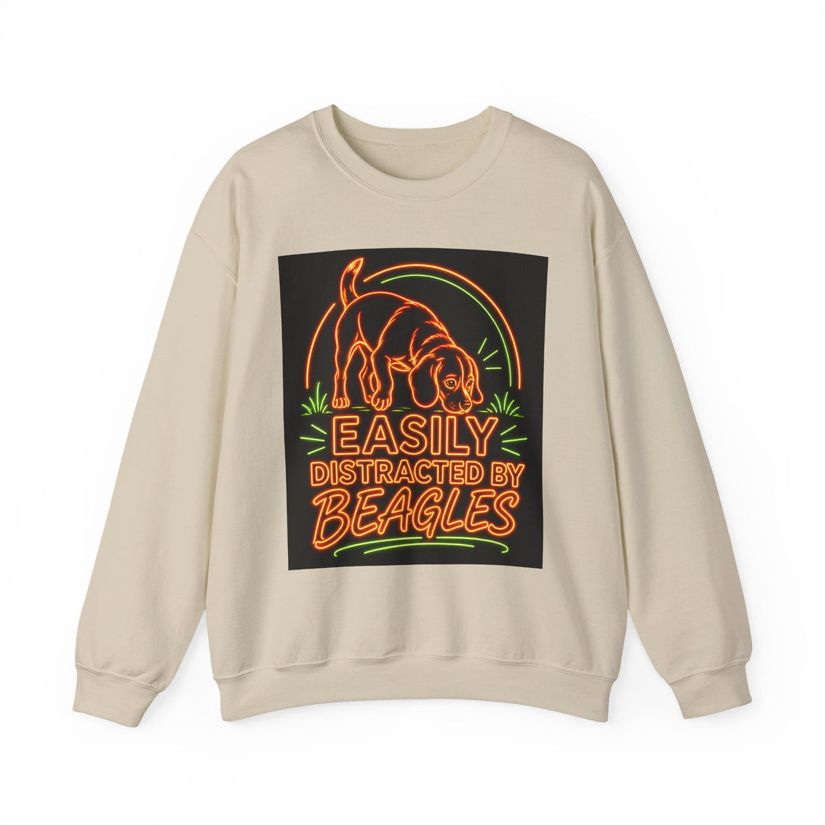 Beagle Sweatshirt — Neon Orange Easily Distracted