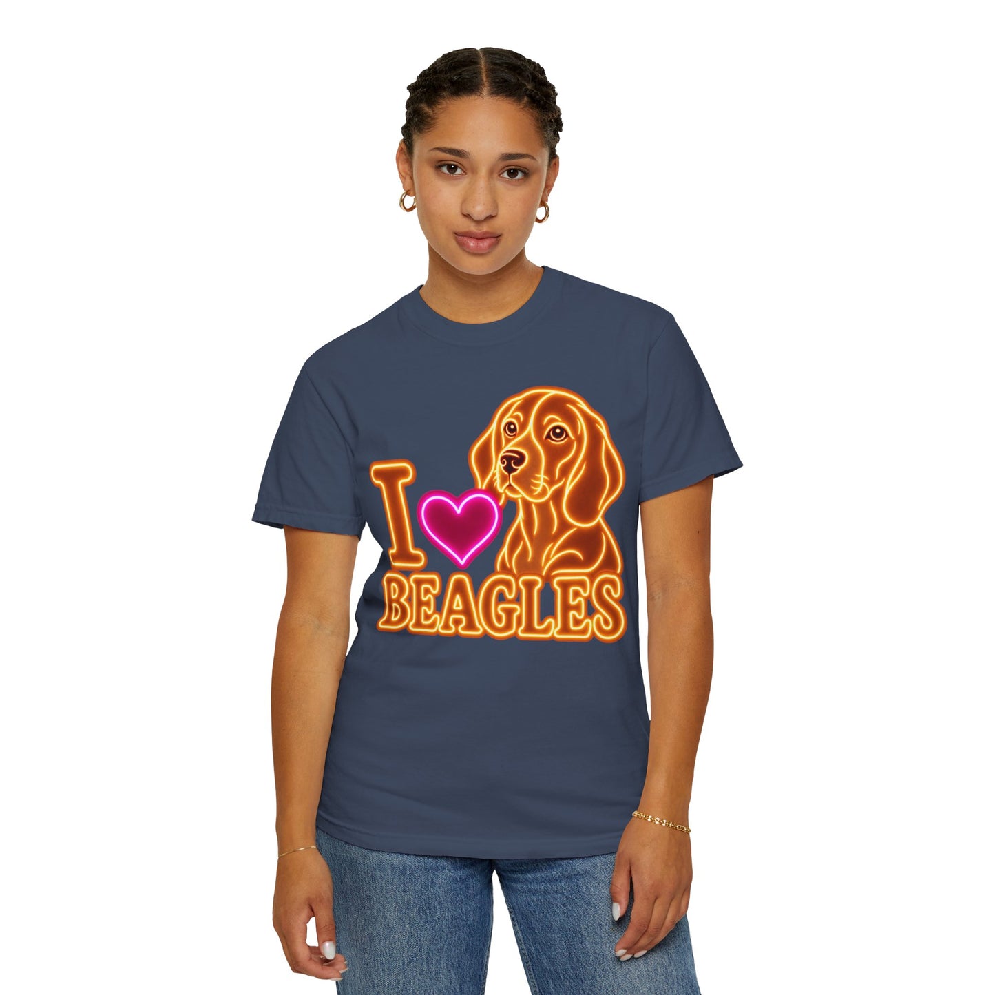 Beagle T-shirt - Neon I Heart Beagles 1
