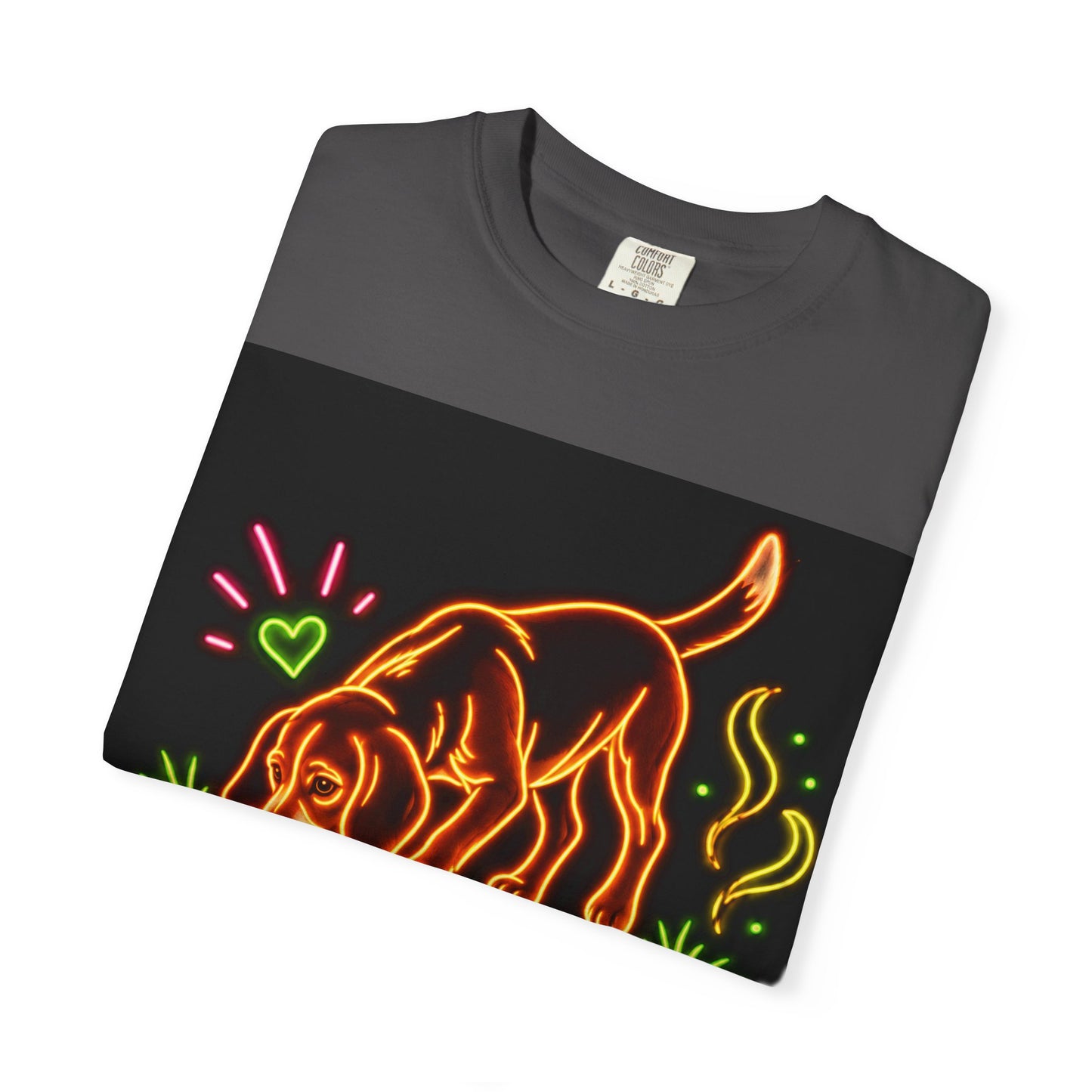 Beagle T-shirt - Neon Orange Sniff Happens