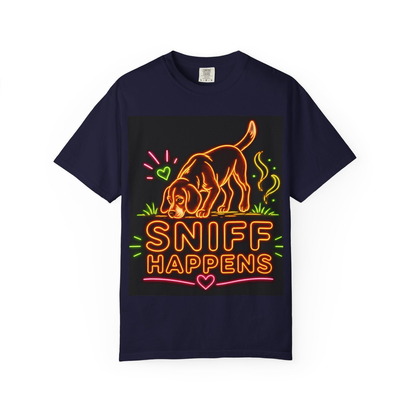 Beagle T-shirt - Neon Orange Sniff Happens