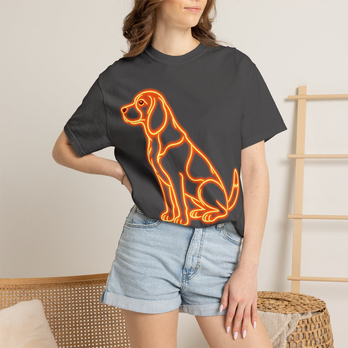 Beagle T-shirt - Neon Orange Waiting Hound