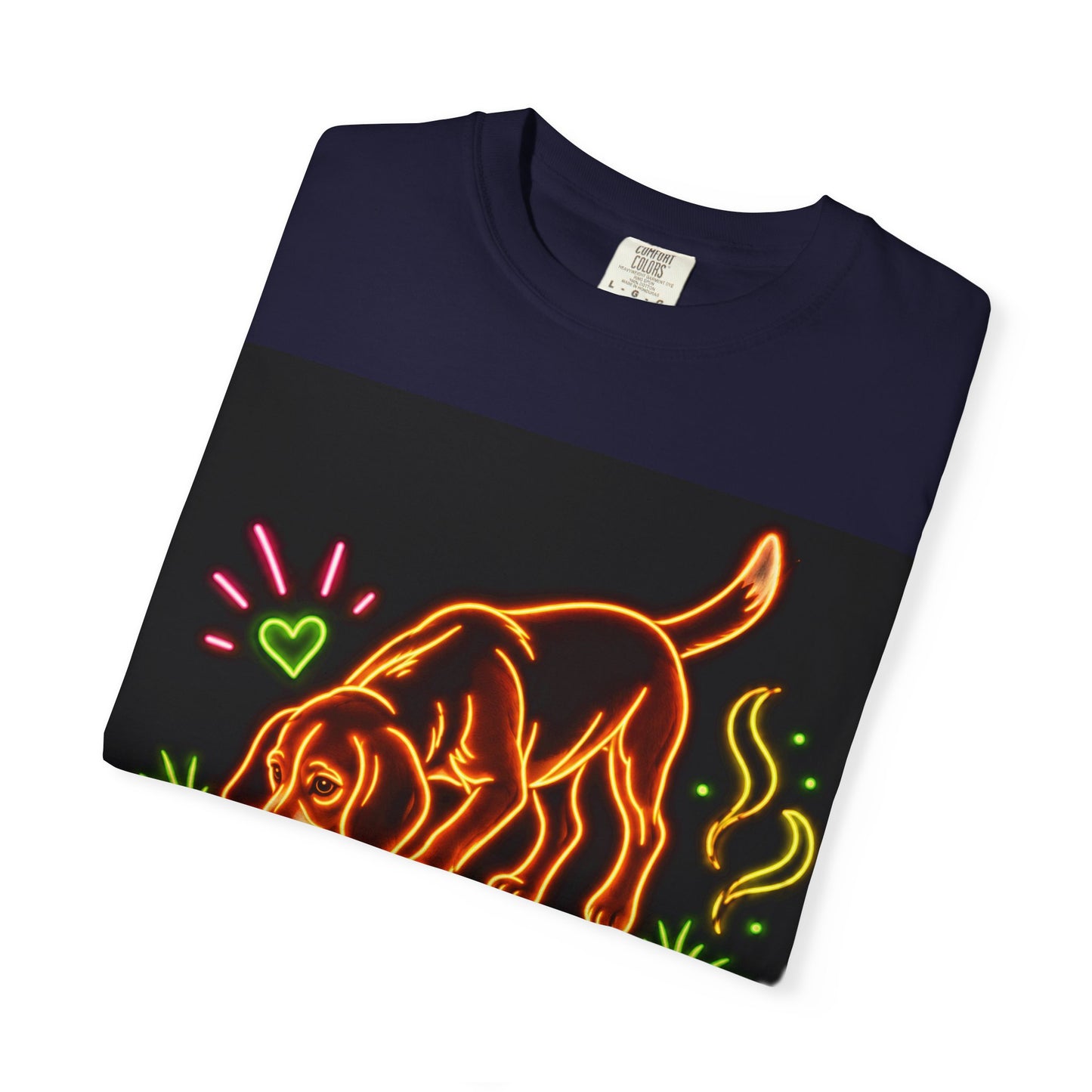Beagle T-shirt - Neon Orange Sniff Happens