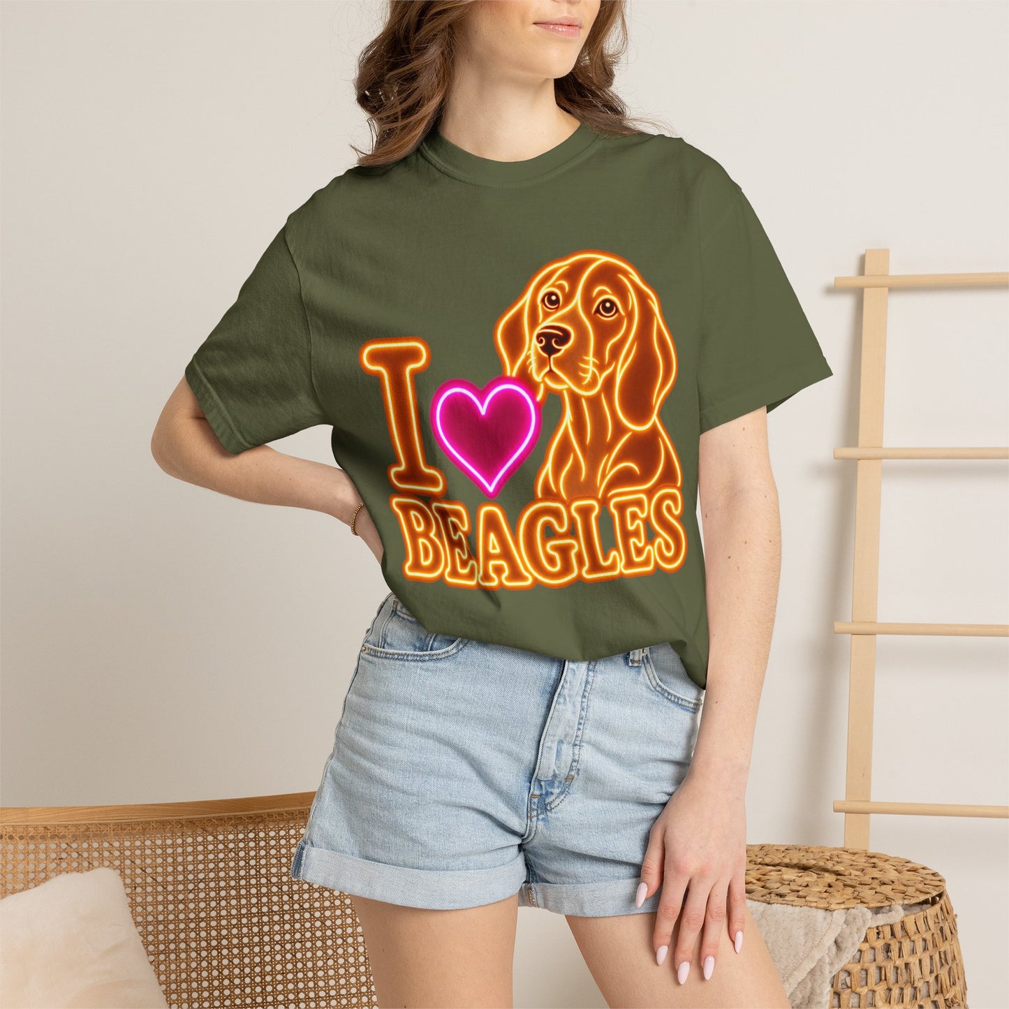 Beagle T-shirt - Neon I Heart Beagles 1