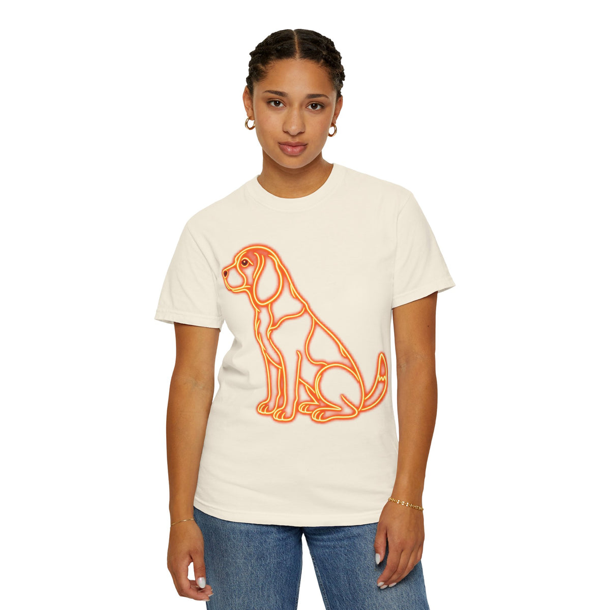 Beagle T-shirt - Neon Orange Waiting Hound