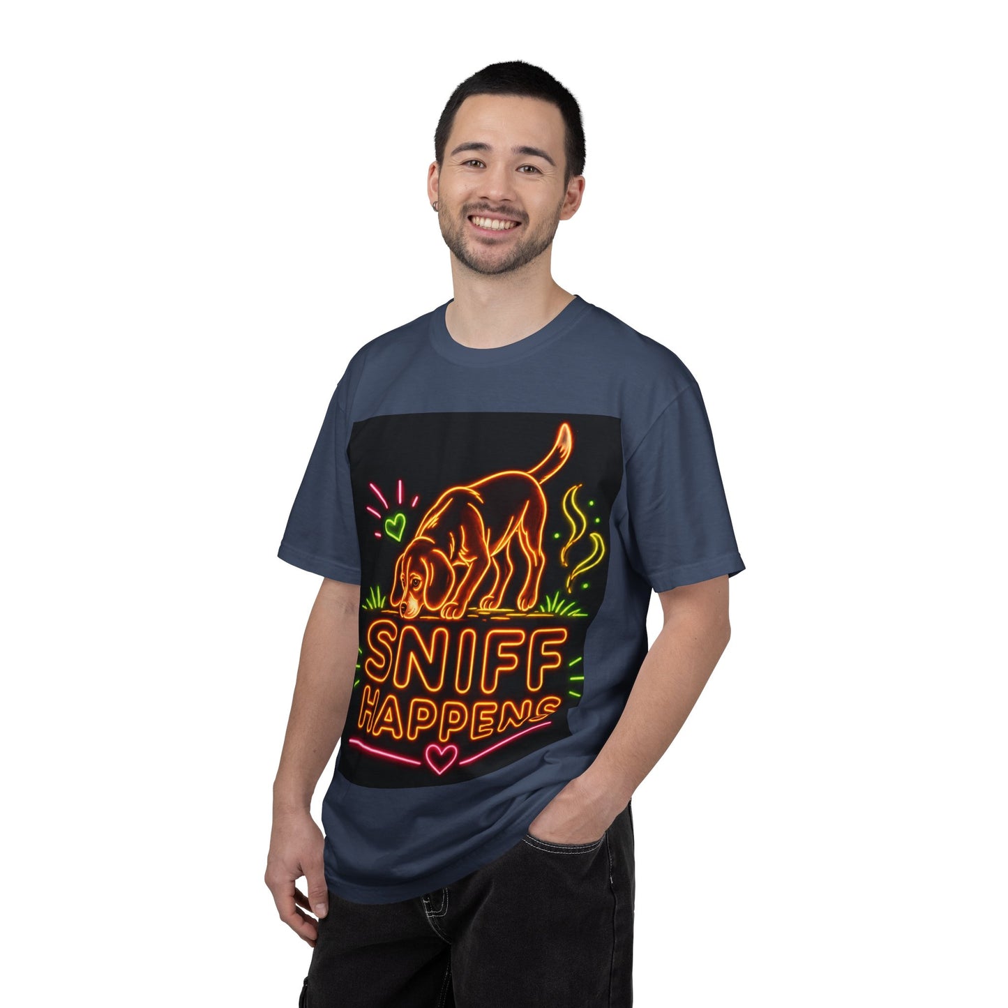 Beagle T-shirt - Neon Orange Sniff Happens