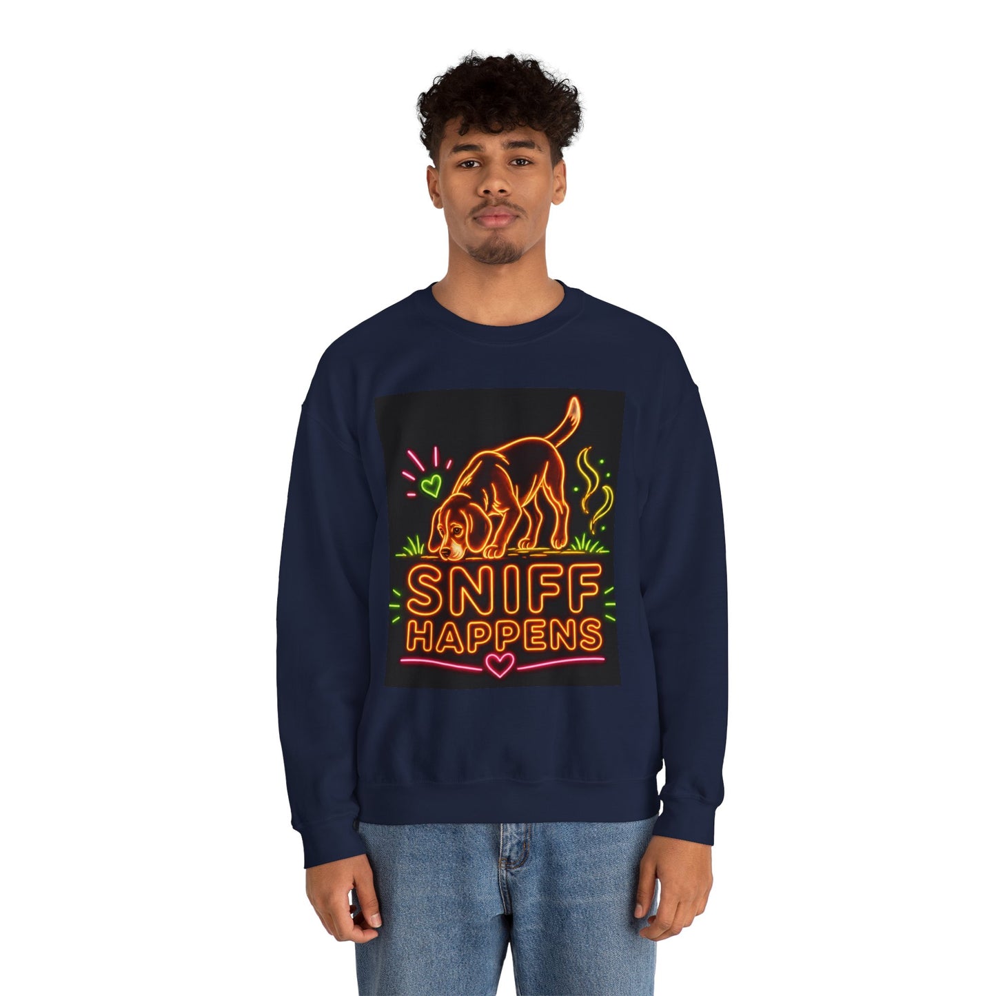 Beagle Sweatshirt — Neon Orange Sniff Happens
