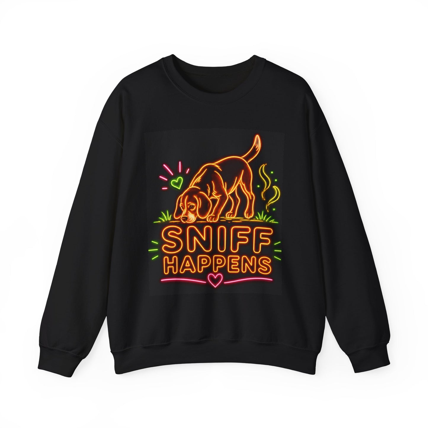 Beagle Sweatshirt — Neon Orange Sniff Happens