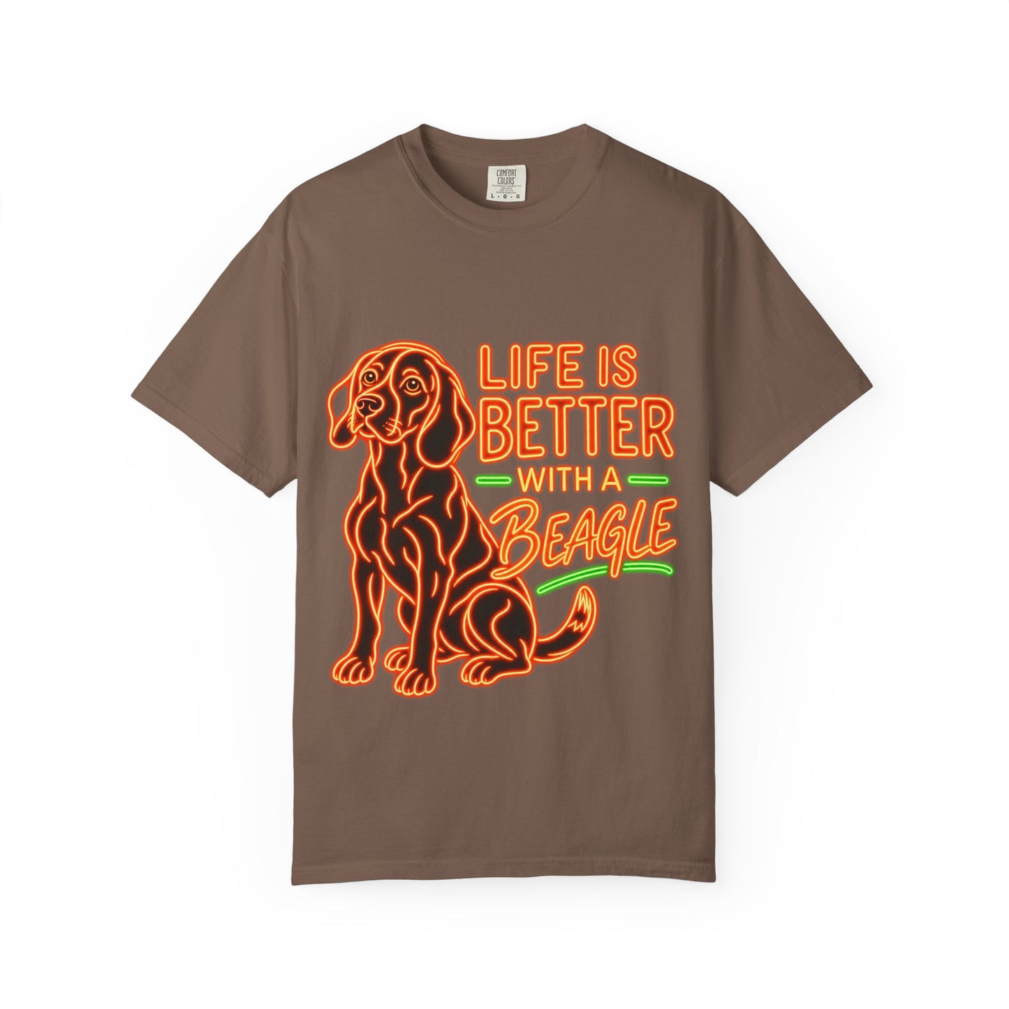 Beagle T-shirt - Neon Orange Life Is Better