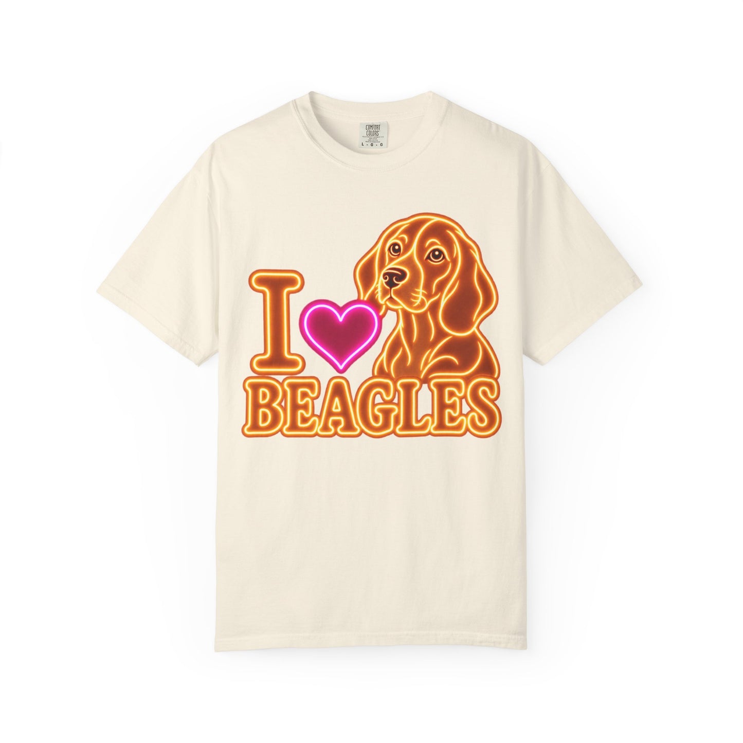 Beagle T-shirt - Neon I Heart Beagles 1